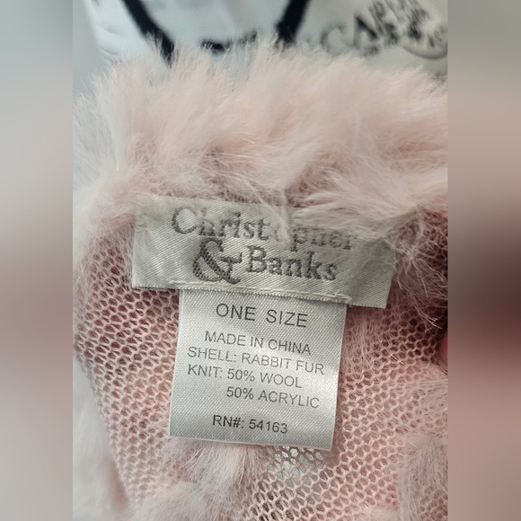 Christopher & Banks Women's Rabbit Fur Pink Poncho Shawl Sweater One Size EUC - Picture 7 of 14
